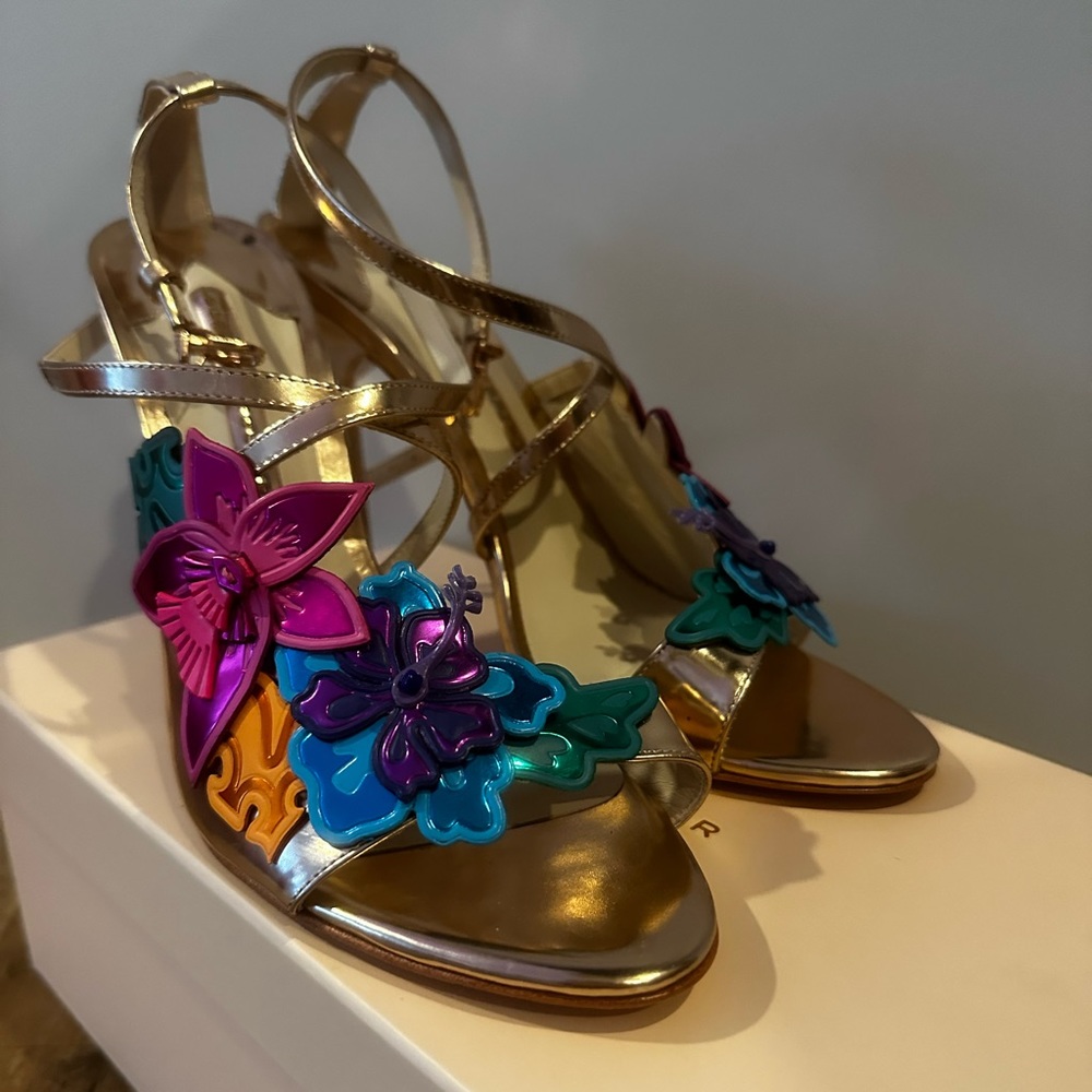 Sophia Webster rose gold hula embellished sandal pumps, size EU 41